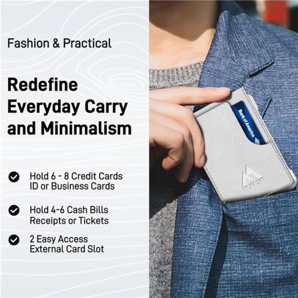 MURADIN Mens Wallet Tactical Bifold Wallets for Men Metal  Tactical Bifold Wallets for Men Saffiano Pearl